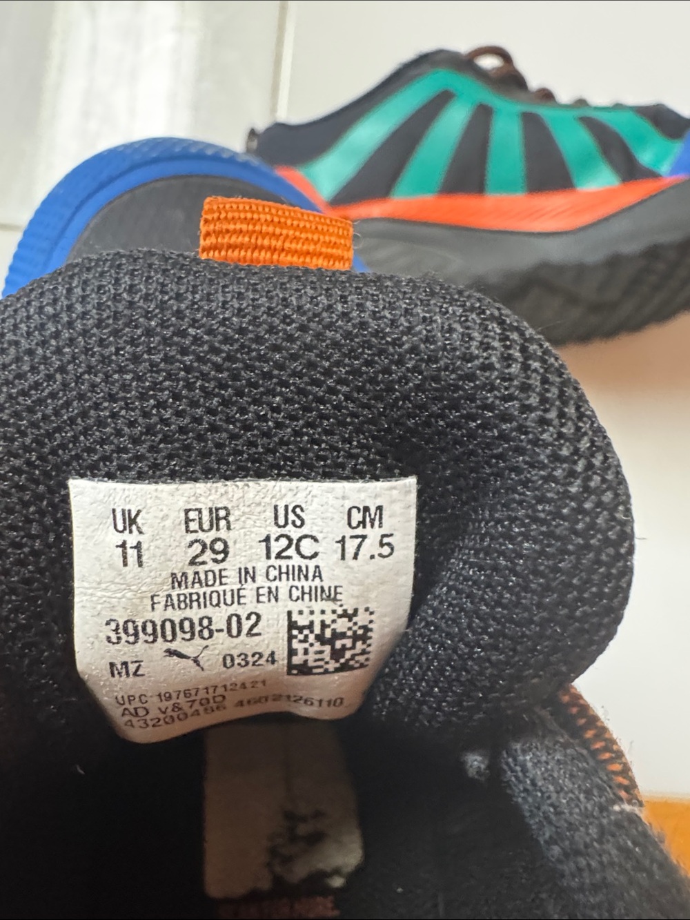 Puma Kids Black Sneakers with Blue, Teal & Orange AccentsBoys - Picture 3 of 6